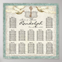 Key to my Heart Dove Reception Table Seating Chart Print
