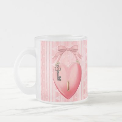 Key To My Heart Mug by Spice. Pretty heart and key design has a romantic Victorian feel with it's softs pink textured background and wonderful detail.