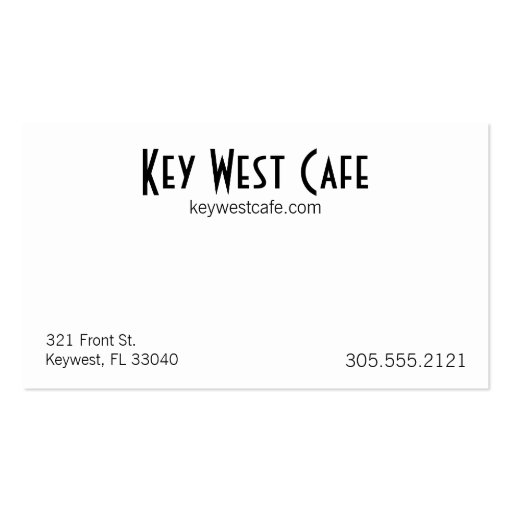 Key West Business Card (back side)