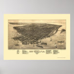 Key West, FL Panoramic Map - 1884 Print