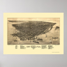 Key West, FL Panoramic Map - 1884 Print