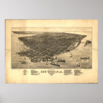 Key West Florida 1884 Panoramic Map posters