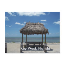 Key West Florida Tiki Hut Ocean Sea View Postcard