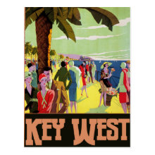 Key West Florida Travel Vintage Artwork Postcard