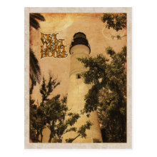Key West Lighthouse Vintage Photo Post Card