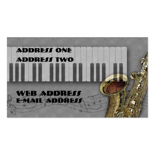 Keybaord & Saxophone - Music Business Card (back side)