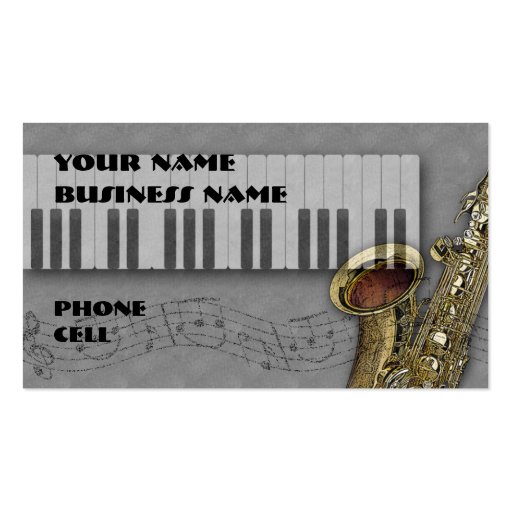 Keybaord & Saxophone - Music Business Card (front side)