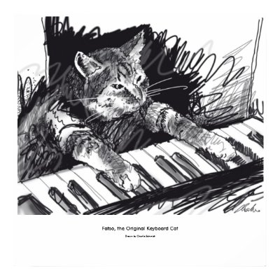 keyboard Cat Drawing Poster
