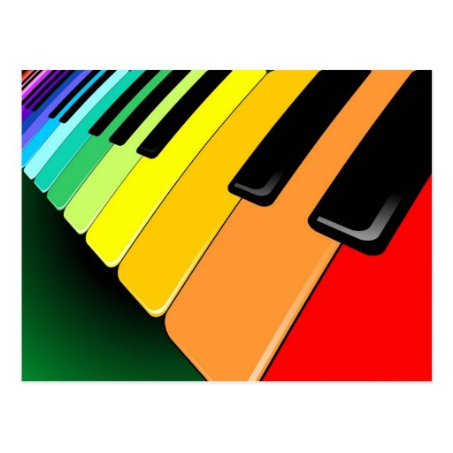 Keyboard Music Party Colors Postcard