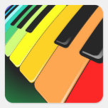 Keyboard Music Party Colors Square Stickers