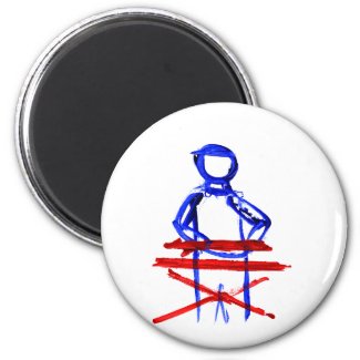 Keyboard player stick outline red blue cutout magnet