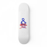 Keyboard player stick outline red blue cutout custom skate board