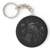 keychain Black Masonic Fantasy Blue