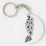 Keychain-Flowers-Black & White 1