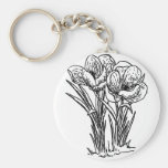 Keychain-Flowers-Black & White 4
