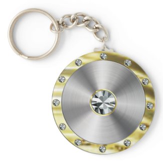 Keychain-Gold, Steel and Diamonds keychain