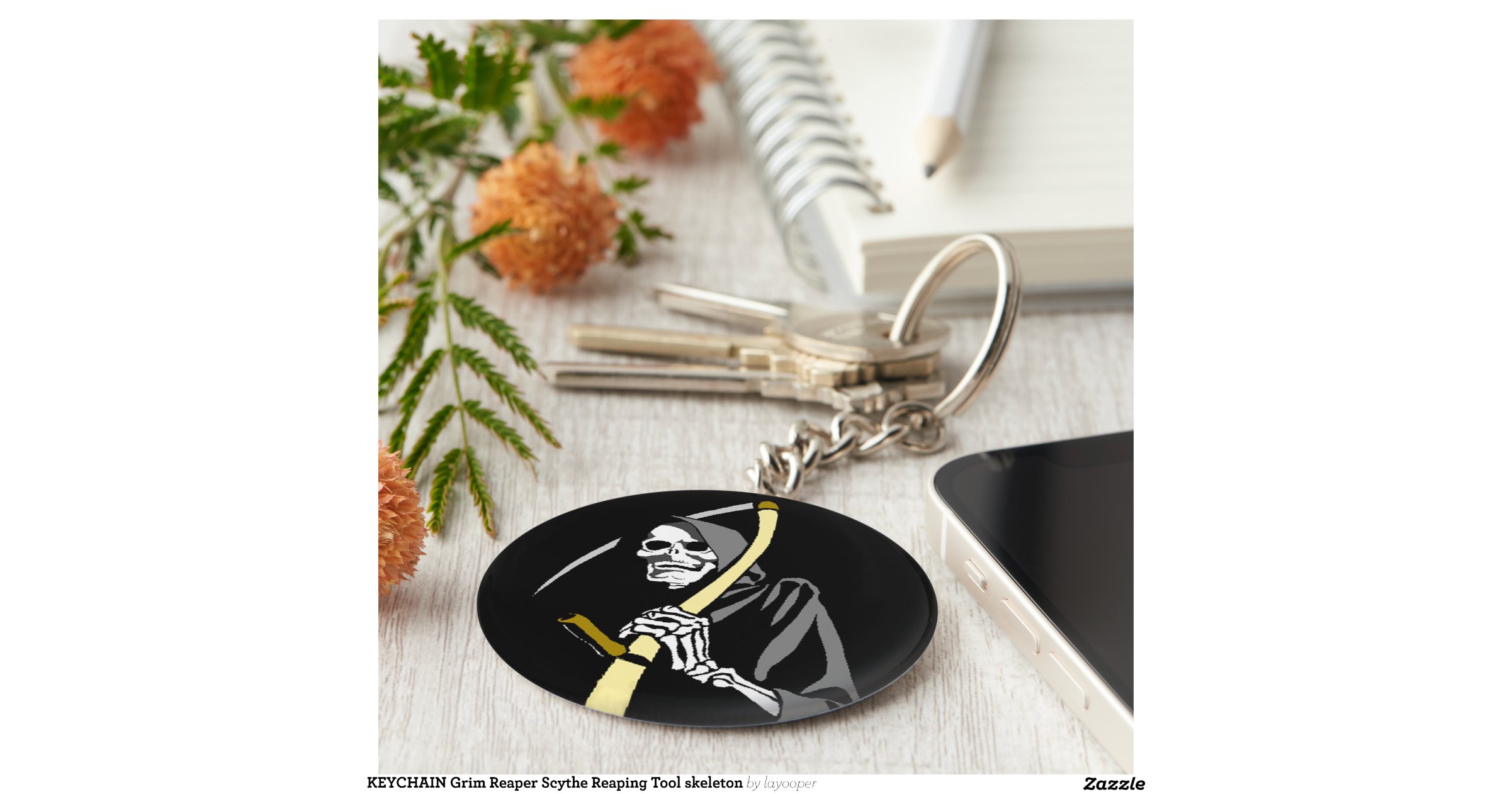 keychain grim reaper scythe reaping tool skeleton