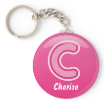 Keychain Letter C Pink Bubble