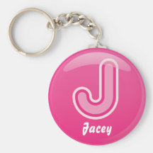Keychain Letter J Pink Bubble