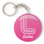 Keychain Letter L  Pink Bubble