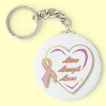 Keychain Live Laugh Love Pink ribbon pin keychains