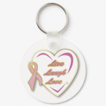 Keychain Live Laugh Love Pink ribbon pin