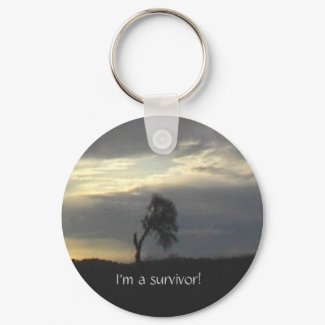 Keychain-Oak Tree, I'm a survivor! keychain