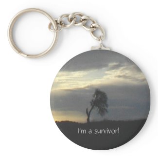 Keychain-Oak Tree, I'm a survivor! keychain