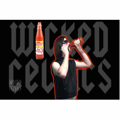 Keychain of Wicked C. drinking TX Pete Hot Sauce Photo Cutouts by wickedceltics