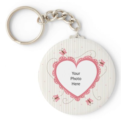Keychain: Pink lace heart photo frame