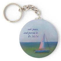 Keychain, Sailing Boat Bible Scripture, Seek Peace