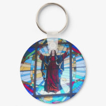 keychain strain glass risen christ