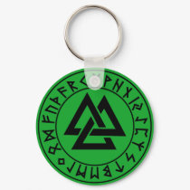 keychain Tri-Triangle Rune Shield on Grn