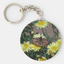 keychain with butterfly and yellow flowers