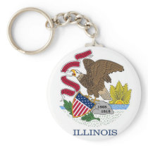 Keychain with Flag of Illinois State keychains