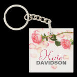 Keychain with roses and your name key chains
