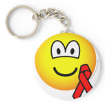 Aids awareness emoticon Red ribbon  keychains