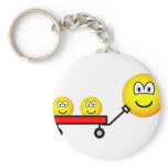 Pulled in red wagon emoticon   keychains