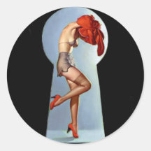 Keyhole Pin Up Round Stickers