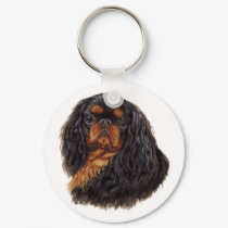 Keyring : Black & Tan King charles spaniel keychains
