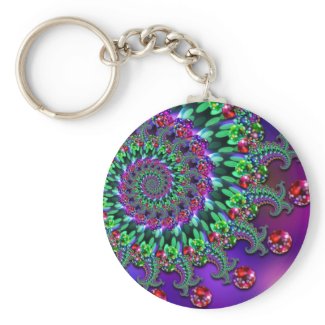 Keyring - Bokeh Fractal Purple Turquoise zazzle_keychain