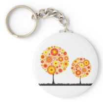 Keyring - Flower Wishing Tree Orange Keychain