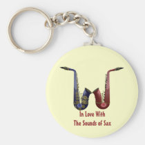 Keyring in the Key of Sax Keychains at Zazzle