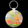 Keyring or Keychain with Psychedelic Tree Design