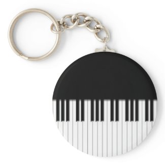 Keyring - Piano Keyboard Keys black white zazzle_keychain