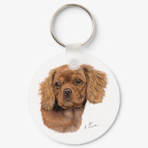 Keyring : Ruby Cavalier king charles spaniel puppy keychains