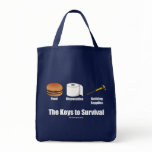 Keys to Survival Dark Tote Bags