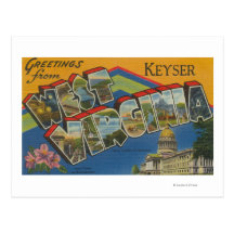 Keyser, West Virginia - Large Letter Scenes Post Cards