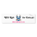KG Logo Knit for Tattoos Bumper Sticker bumper stickers