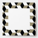 Khaki Black & White 3D Cubes Pattern envelopes